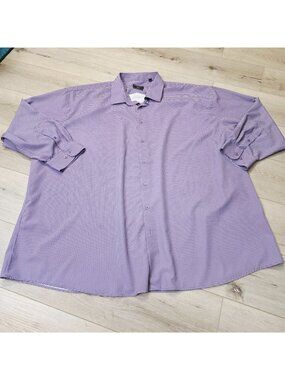 Shaquille O'Neal Cooling Stretch Purple White Button Up Mens XLG 20 34/35
